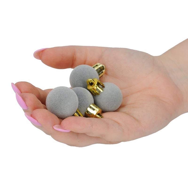 Palle di Natale in Plastica e Velluto D.2,5 cm Conf. da 36 Pz