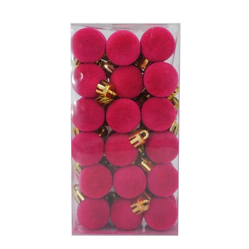 Palle di Natale in Plastica e Velluto D.2,5 cm Conf. da 36 Pz