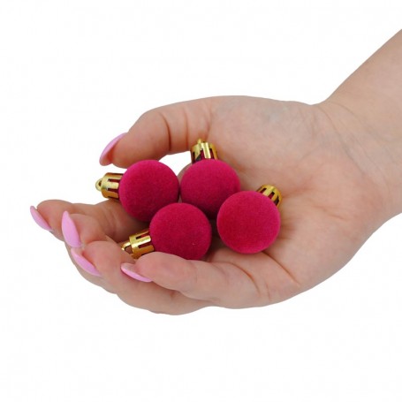 Palle di Natale in Plastica e Velluto D.2,5 cm Conf. da 36 Pz