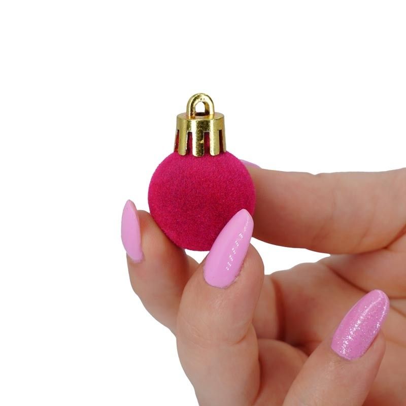 Palle di Natale in Plastica e Velluto D.2,5 cm Conf. da 36 Pz