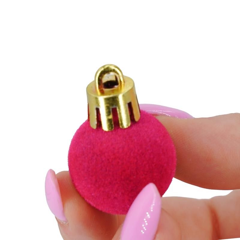Palle di Natale in Plastica e Velluto D.2,5 cm Conf. da 36 Pz