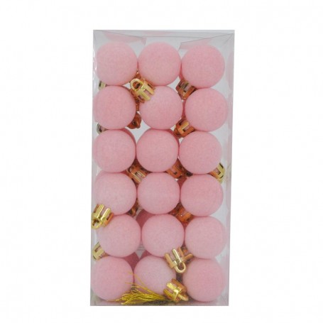 Palle di Natale in Plastica e Velluto D.2,5 cm Conf. da 36 Pz