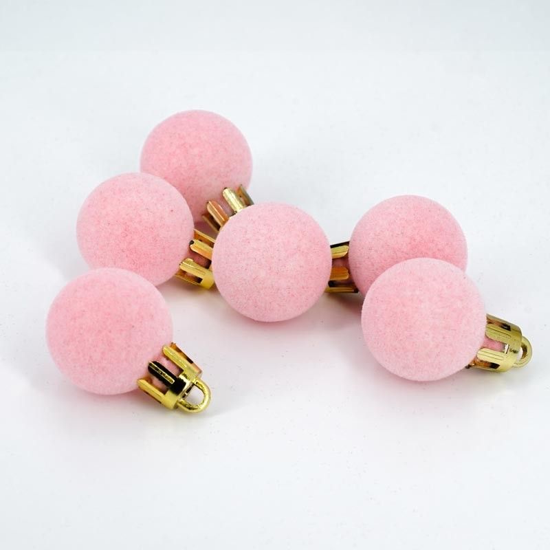 Palle di Natale in Plastica e Velluto D.2,5 cm Conf. da 36 Pz