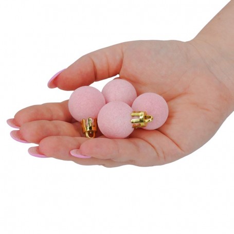 Palle di Natale in Plastica e Velluto D.2,5 cm Conf. da 36 Pz