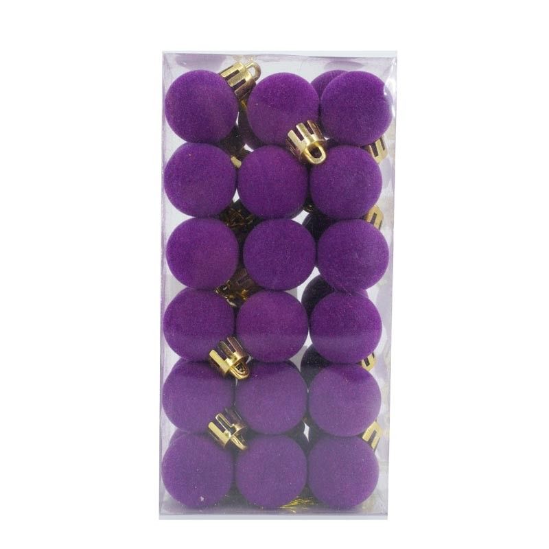 Palle di Natale in Plastica e Velluto D.2,5 cm Conf. da 36 Pz