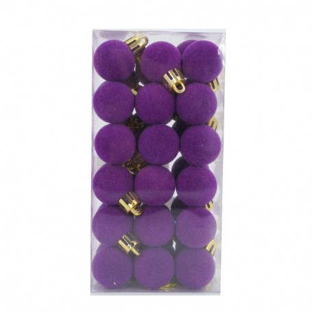 Palle di Natale in Plastica e Velluto D.2,5 cm Conf. da 36 Pz