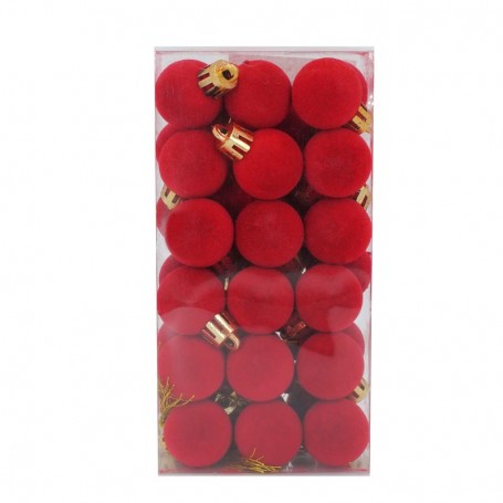 Palle di Natale in Plastica e Velluto D.2,5 cm Conf. da 36 Pz