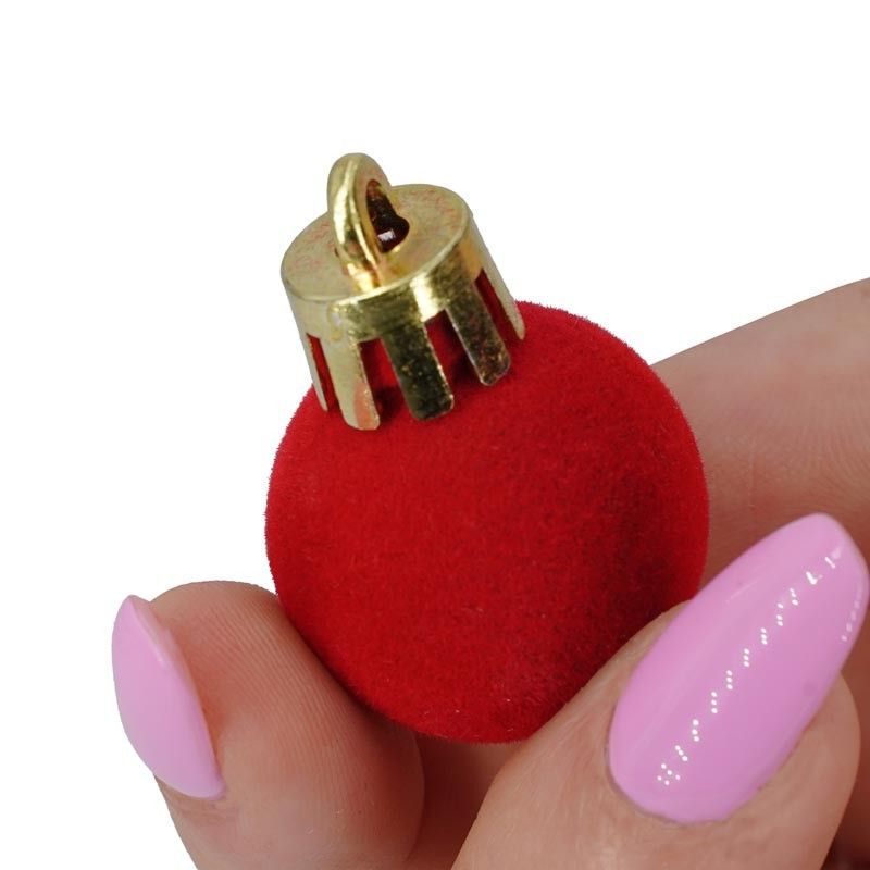 Palle di Natale in Plastica e Velluto D.2,5 cm Conf. da 36 Pz