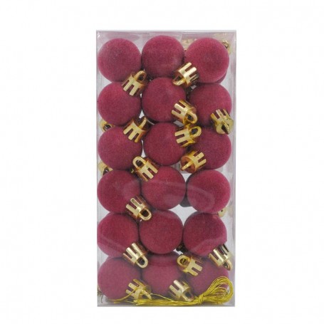 Palle di Natale in Plastica e Velluto D.2,5 cm Conf. da 36 Pz