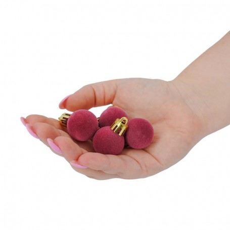 Palle di Natale in Plastica e Velluto D.2,5 cm Conf. da 36 Pz