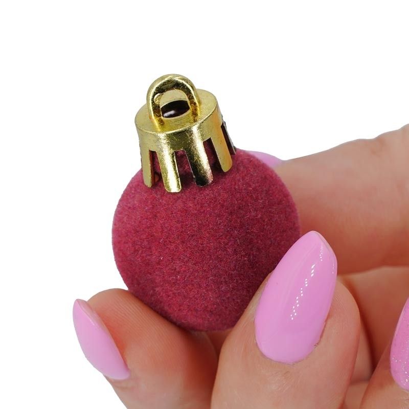 Palle di Natale in Plastica e Velluto D.2,5 cm Conf. da 36 Pz