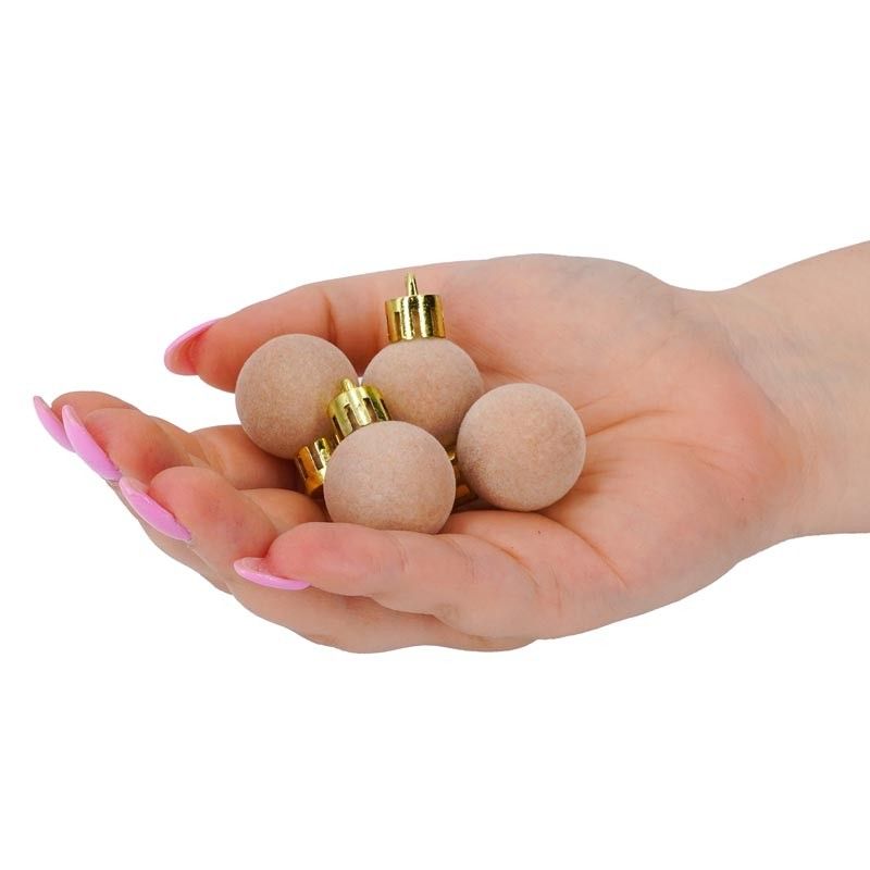 Palle di Natale in Plastica e Velluto D.2,5 cm Conf. da 36 Pz