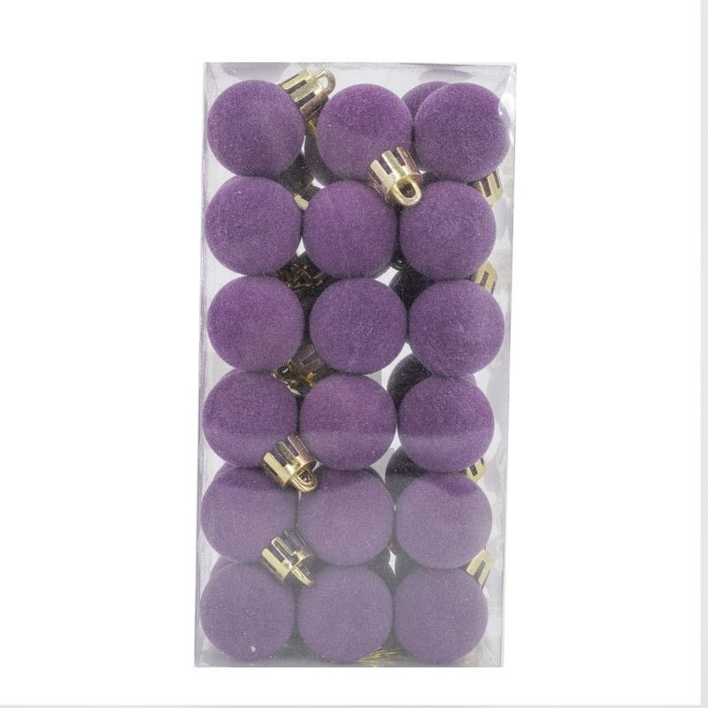 Palle di Natale in Plastica e Velluto D.2,5 cm Conf. da 36 Pz
