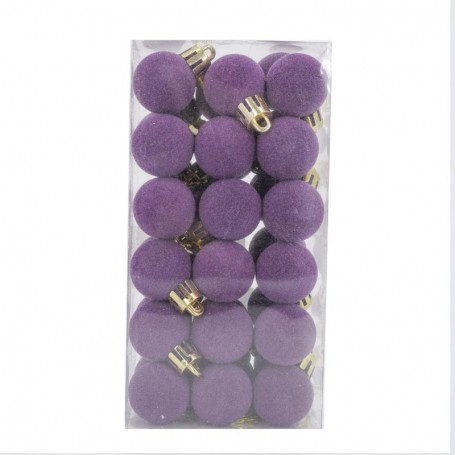 Palle di Natale in Plastica e Velluto D.2,5 cm Conf. da 36 Pz