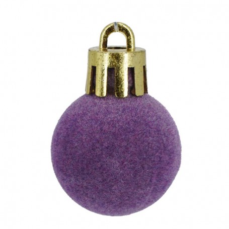 Palle di Natale in Plastica e Velluto D.2,5 cm Conf. da 36 Pz