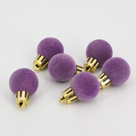 Palle di Natale in Plastica e Velluto D.2,5 cm Conf. da 36 Pz