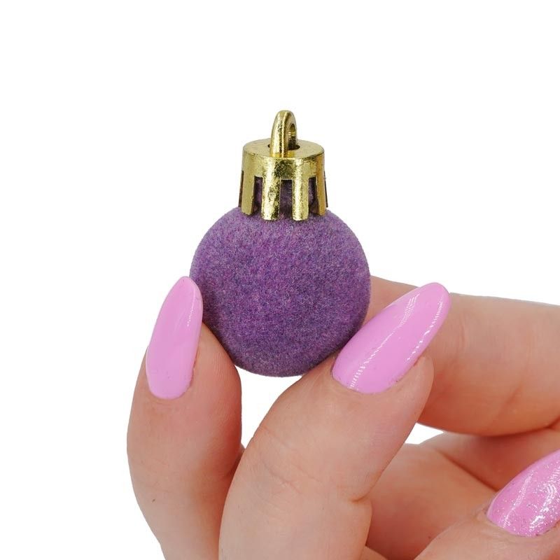 Palle di Natale in Plastica e Velluto D.2,5 cm Conf. da 36 Pz