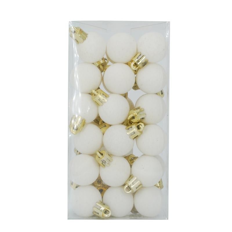 Palle di Natale in Plastica e Velluto D.2,5 cm Conf. da 36 Pz