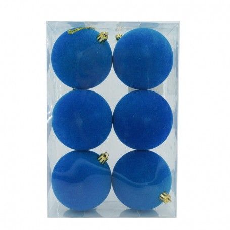 Palle di Natale in Plastica e Velluto D.8 cm Conf. da 6 Pezzi