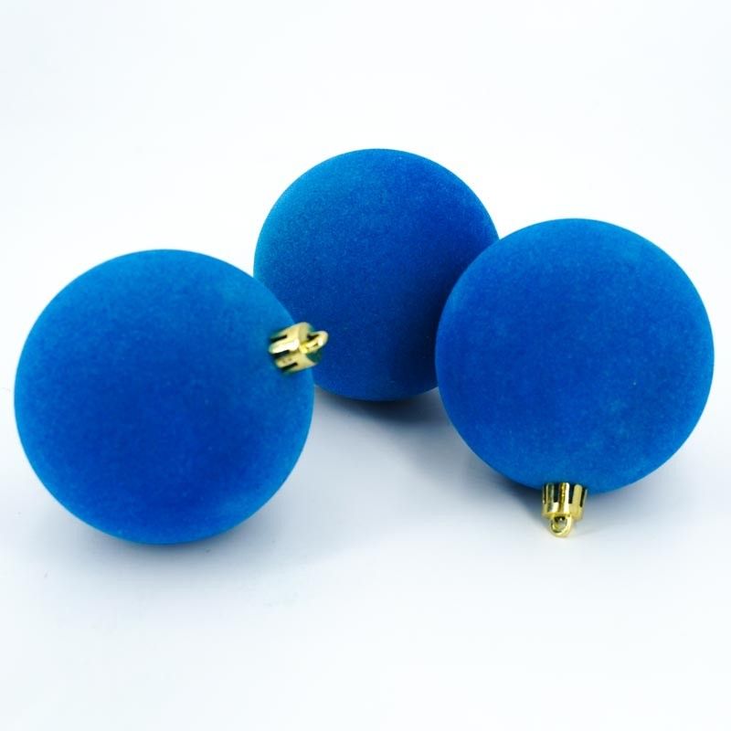 Palle di Natale in Plastica e Velluto D.8 cm Conf. da 6 Pezzi