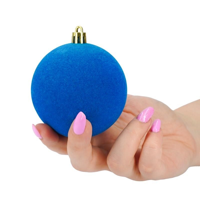 Palle di Natale in Plastica e Velluto D.8 cm Conf. da 6 Pezzi