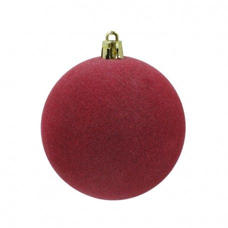 Palle di Natale in Plastica e Velluto D.8 cm Conf. da 6 Pezzi