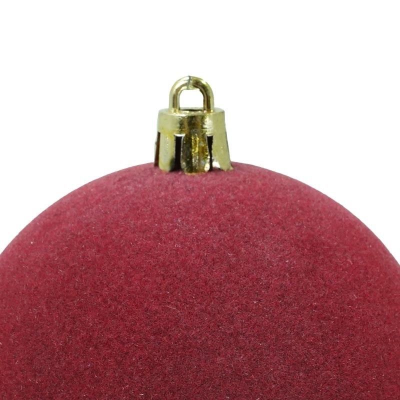 Palle di Natale in Plastica e Velluto D.8 cm Conf. da 6 Pezzi