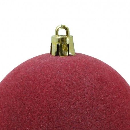 Palle di Natale in Plastica e Velluto D.8 cm Conf. da 6 Pezzi