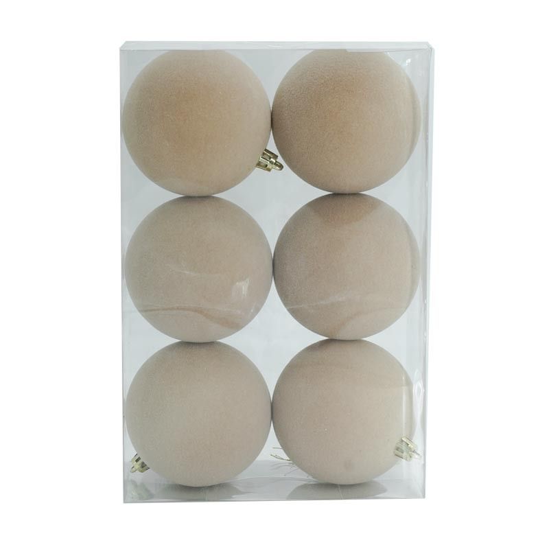 Palle di Natale in Plastica e Velluto D.8 cm Conf. da 6 Pezzi