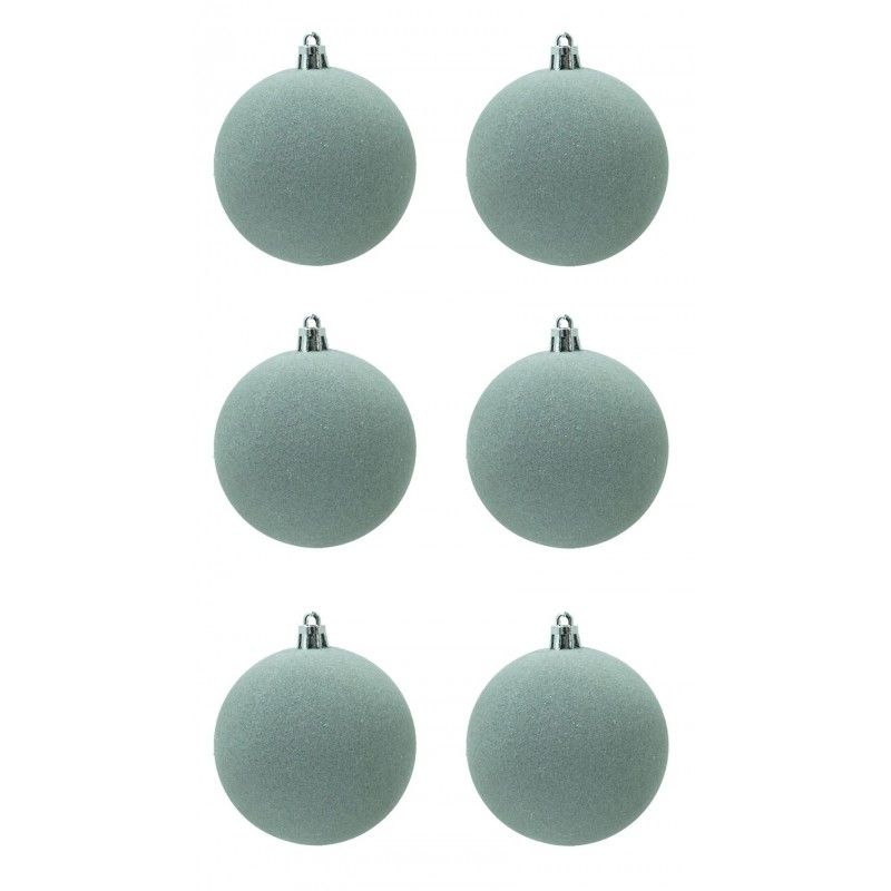 Palle di Natale in Plastica e Velluto D.8 cm Conf. da 6 Pezzi