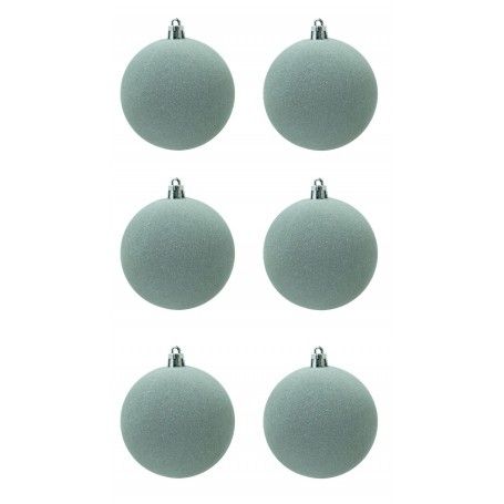 Palle di Natale in Plastica e Velluto D.8 cm Conf. da 6 Pezzi