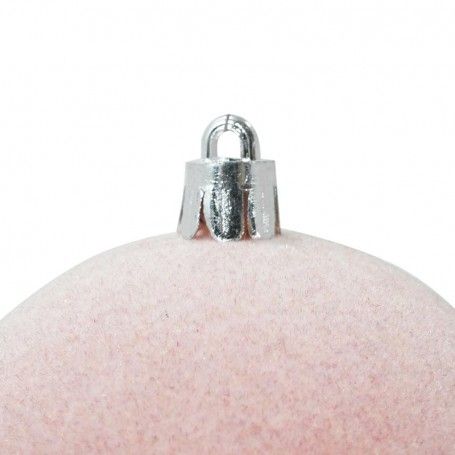 Palle di Natale in Plastica e Velluto D.8 cm Conf. da 6 Pezzi