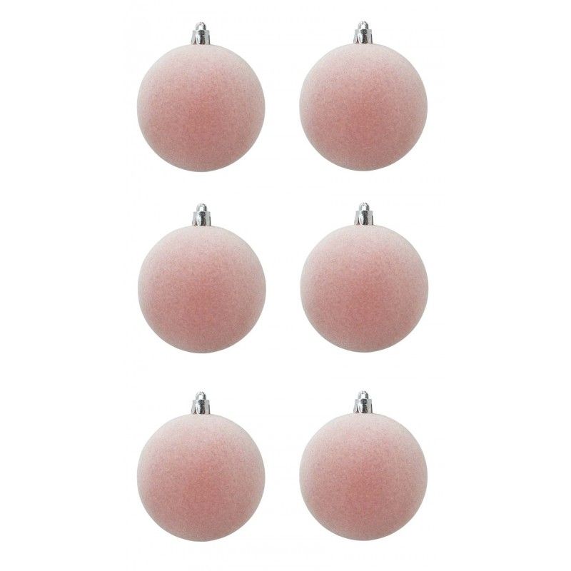 Palle di Natale in Plastica e Velluto D.8 cm Conf. da 6 Pezzi
