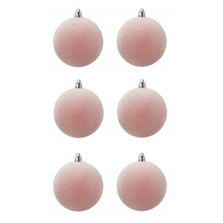 Palle di Natale in Plastica e Velluto D.8 cm Conf. da 6 Pezzi