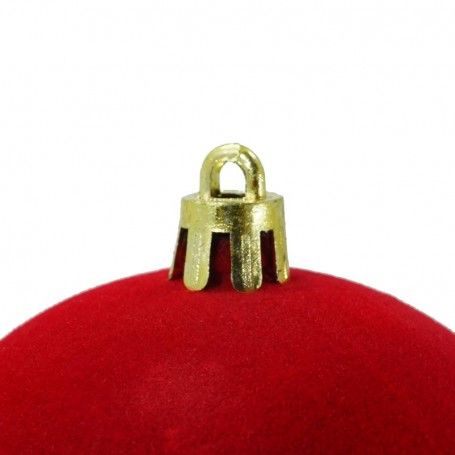 Palle di Natale in Plastica e Velluto D.8 cm Conf. da 6 Pezzi