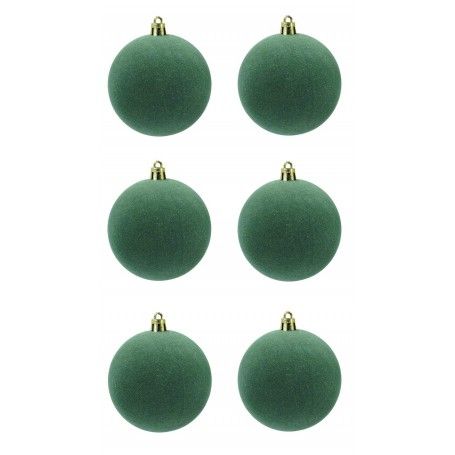 Palle di Natale in Plastica e Velluto D.8 cm Conf. da 6 Pezzi