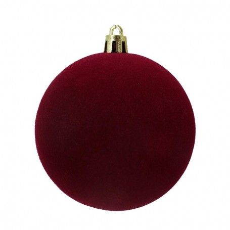 Palle di Natale in Plastica e Velluto D.8 cm Conf. da 6 Pezzi
