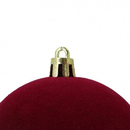 Palle di Natale in Plastica e Velluto D.8 cm Conf. da 6 Pezzi