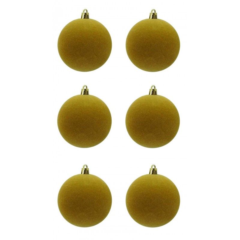Palle di Natale in Plastica e Velluto D.8 cm Conf. da 6 Pezzi