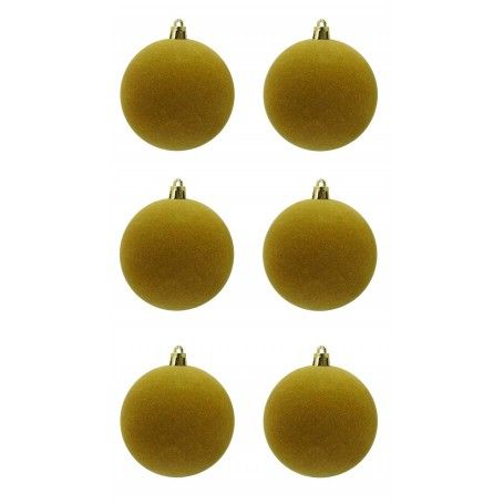Palle di Natale in Plastica e Velluto D.8 cm Conf. da 6 Pezzi
