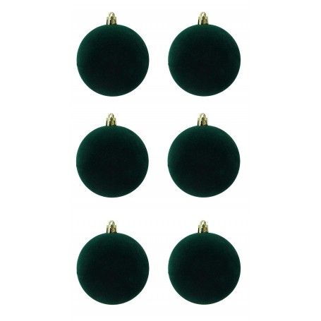 Palle di Natale in Plastica e Velluto D.8 cm Conf. da 6 Pezzi
