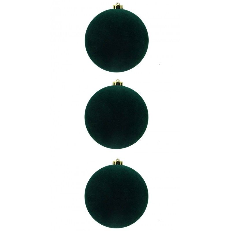 Palle di Natale in Plastica e Velluto D.15 cm Conf. da 3 Pezzi