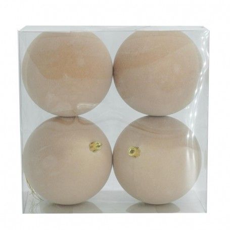 Palle di Natale in Plastica e Velluto D.10 cm Conf. da 4 Pezzi