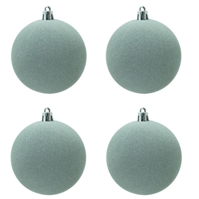Palle di Natale in Plastica e Velluto D.10 cm Conf. da 4 Pezzi