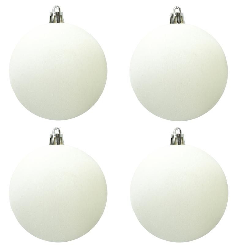 Palle di Natale in Plastica e Velluto D.10 cm Conf. da 4 Pezzi