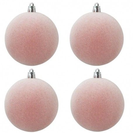 Palle di Natale in Plastica e Velluto D.10 cm Conf. da 4 Pezzi
