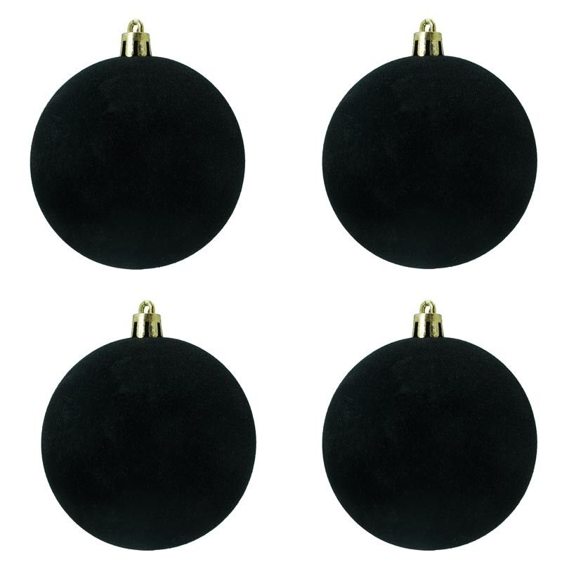 Palle di Natale in Plastica e Velluto D.10 cm Conf. da 4 Pezzi