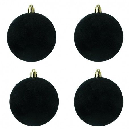 Palle di Natale in Plastica e Velluto D.10 cm Conf. da 4 Pezzi