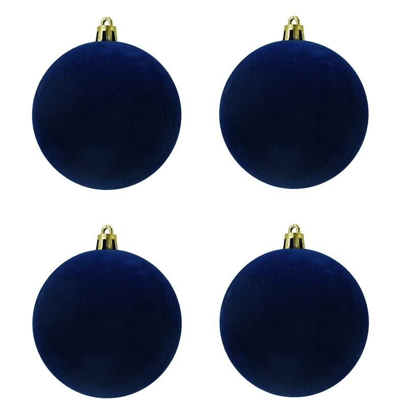 Palle di Natale in Plastica e Velluto D.10 cm Conf. da 4 Pezzi
