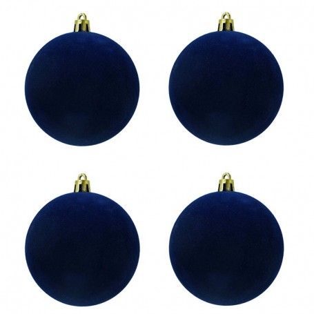 Palle di Natale in Plastica e Velluto D.10 cm Conf. da 4 Pezzi